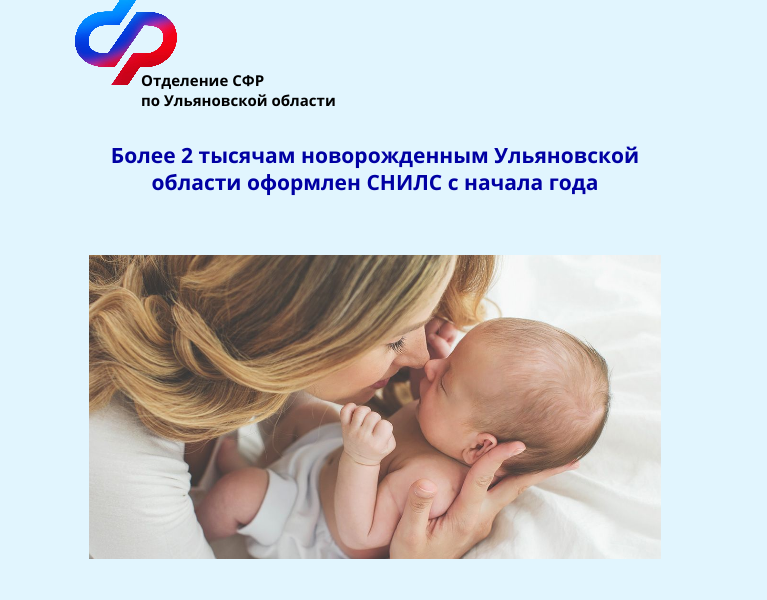 Отделение СФР по Ульяновской области проактивно оформило СНИЛС более 2 тысячам новорожденных с начала 2024 года.