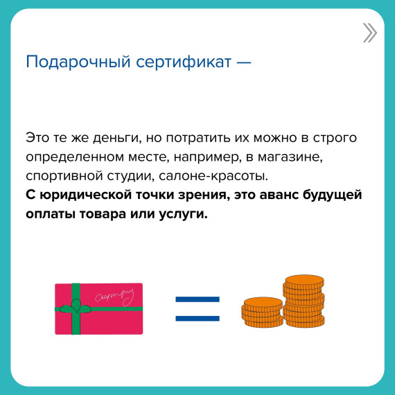 Подарочный сертификат. Можно ли вернуть деньги?.